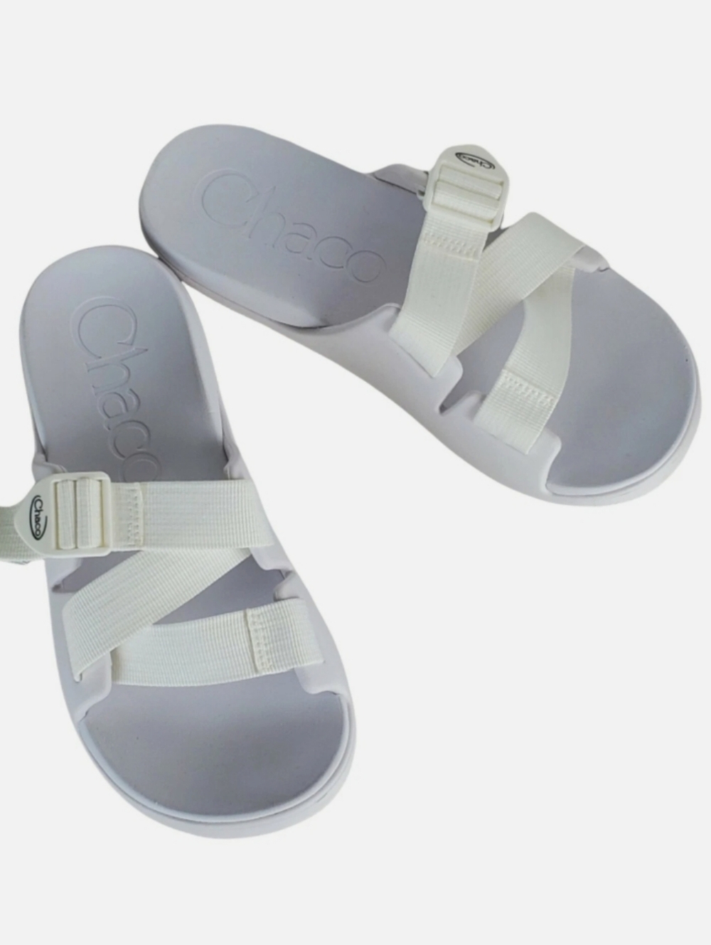 Chaco White Adjustable Strap Slide Sandals
